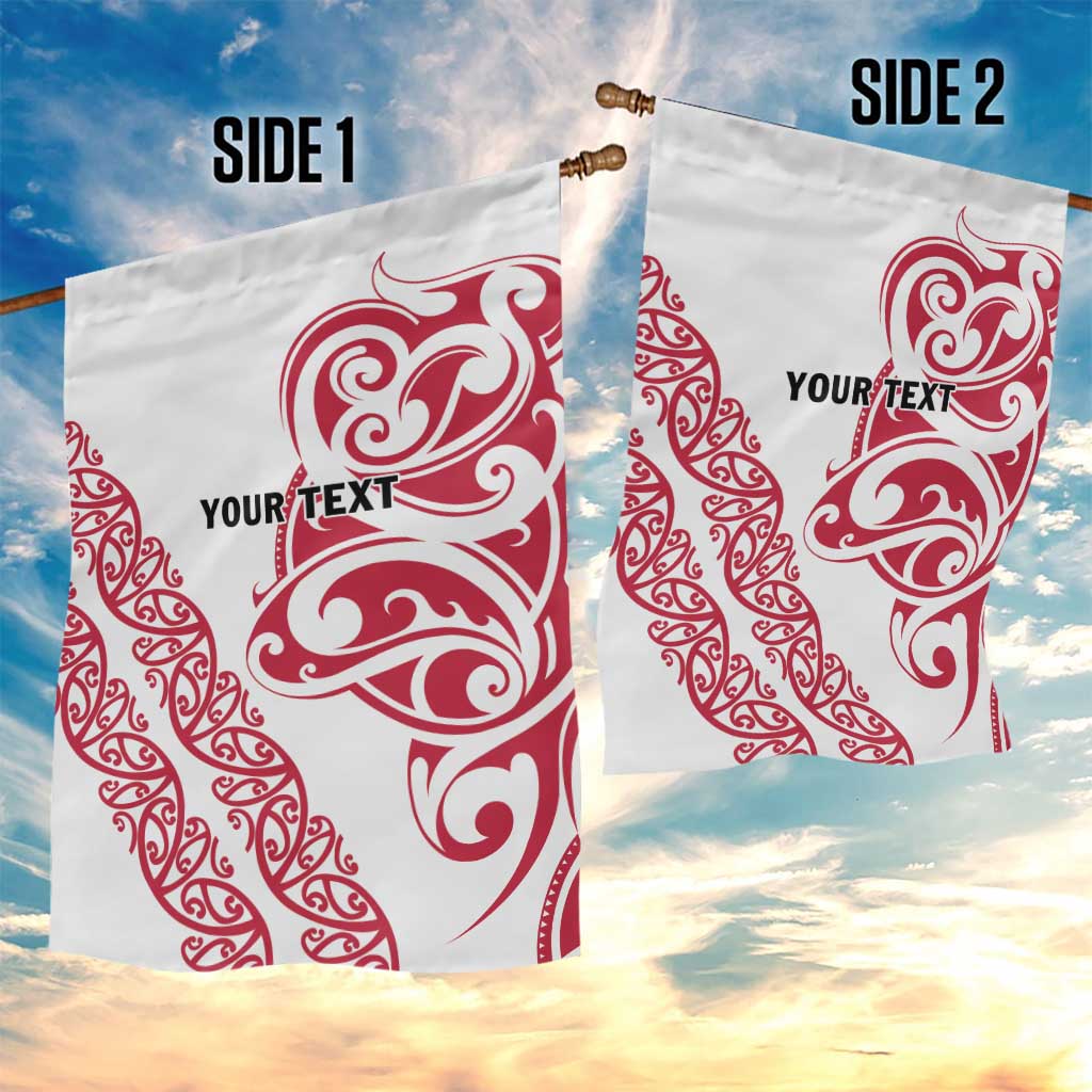 All White Maori Tribal Tattoo Personalised Garden Flag Classic Red Polynesian Style - Polynesian Pride