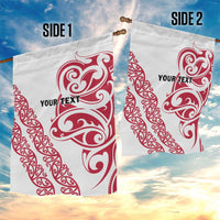 All White Maori Tribal Tattoo Personalised Garden Flag Classic Red Polynesian Style - Polynesian Pride
