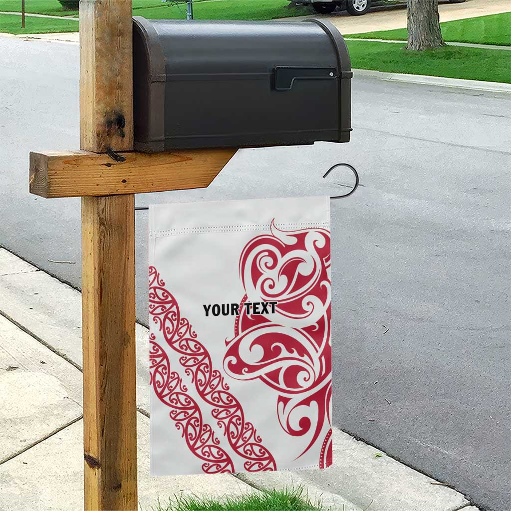 All White Maori Tribal Tattoo Personalised Garden Flag Classic Red Polynesian Style - Polynesian Pride