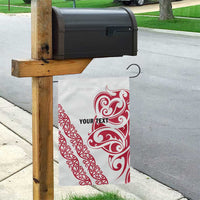 All White Maori Tribal Tattoo Personalised Garden Flag Classic Red Polynesian Style - Polynesian Pride