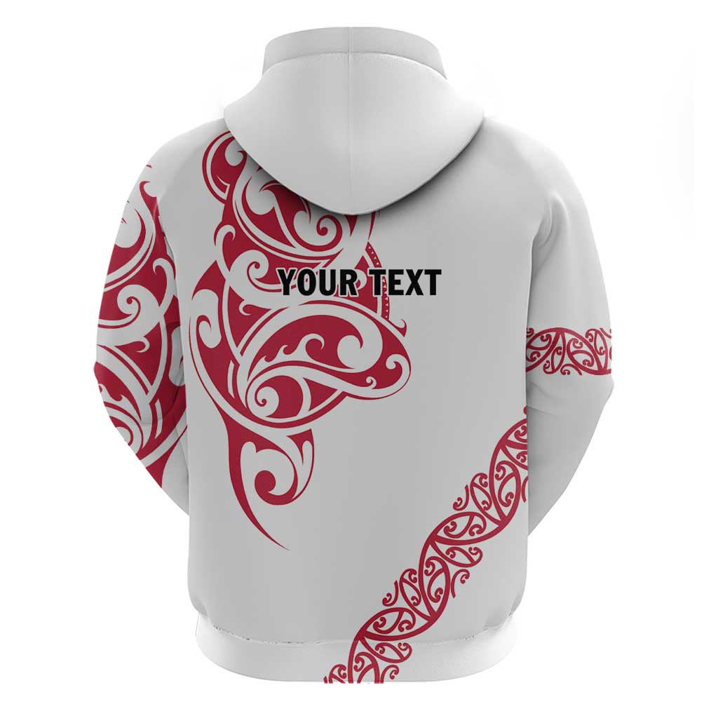 All White Maori Tribal Tattoo Personalised Hoodie Classic Red Polynesian Style - Polynesian Pride