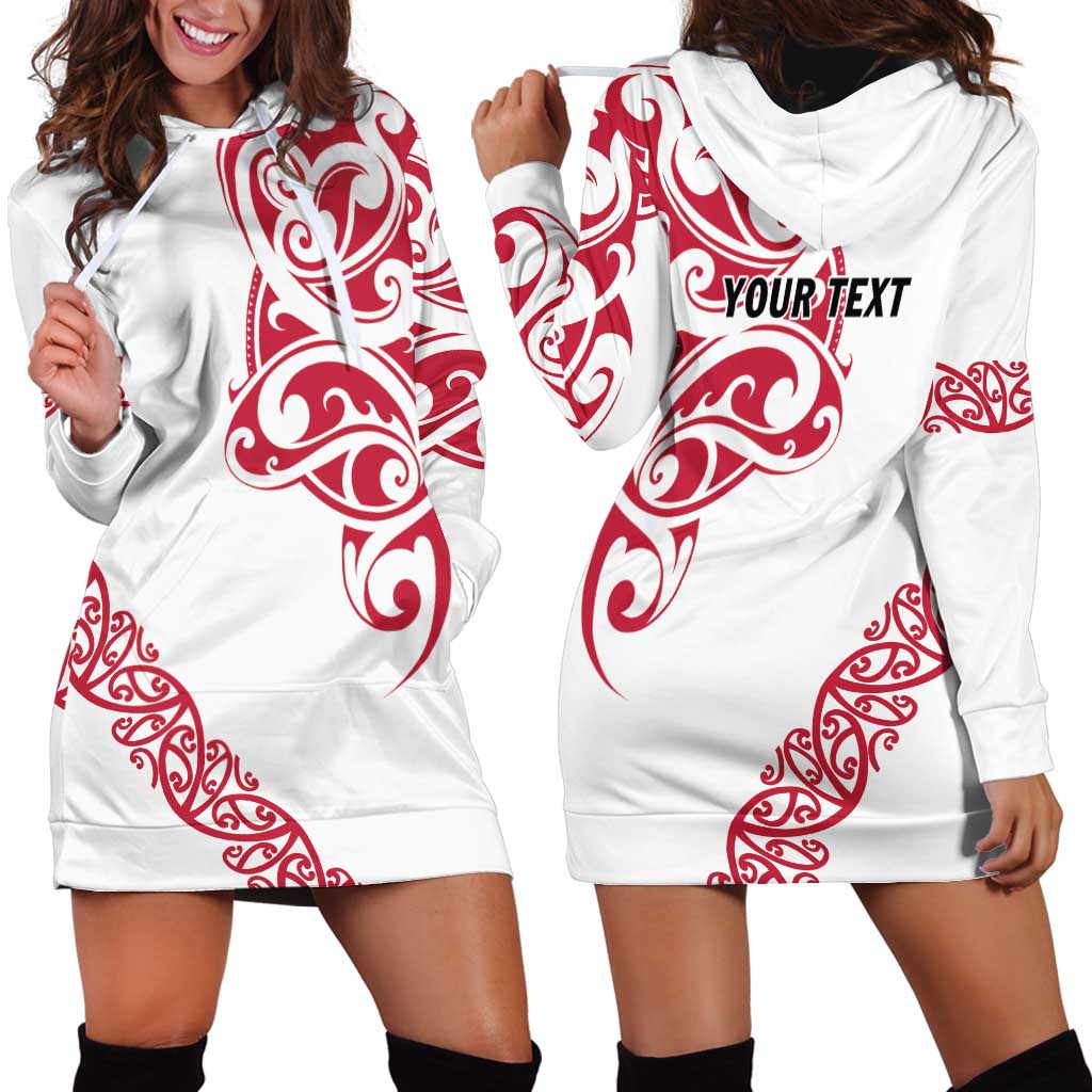 All White Maori Tribal Tattoo Personalised Hoodie Dress Classic Red Polynesian Style - Polynesian Pride