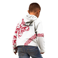 All White Maori Tribal Tattoo Personalised Kid Hoodie Classic Red Polynesian Style - Polynesian Pride