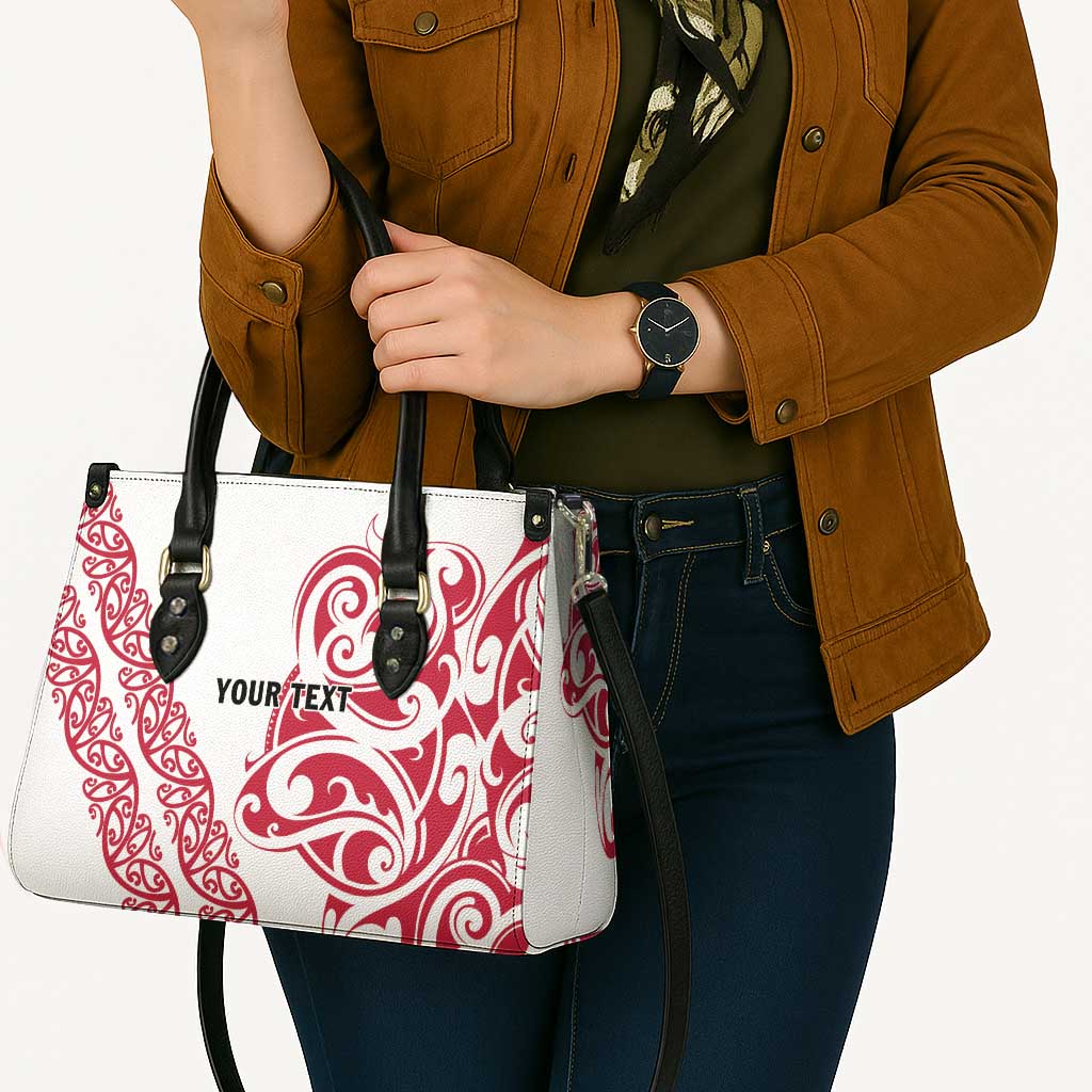 All White Maori Tribal Tattoo Personalised Leather Bag Classic Red Polynesian Style - Polynesian Pride