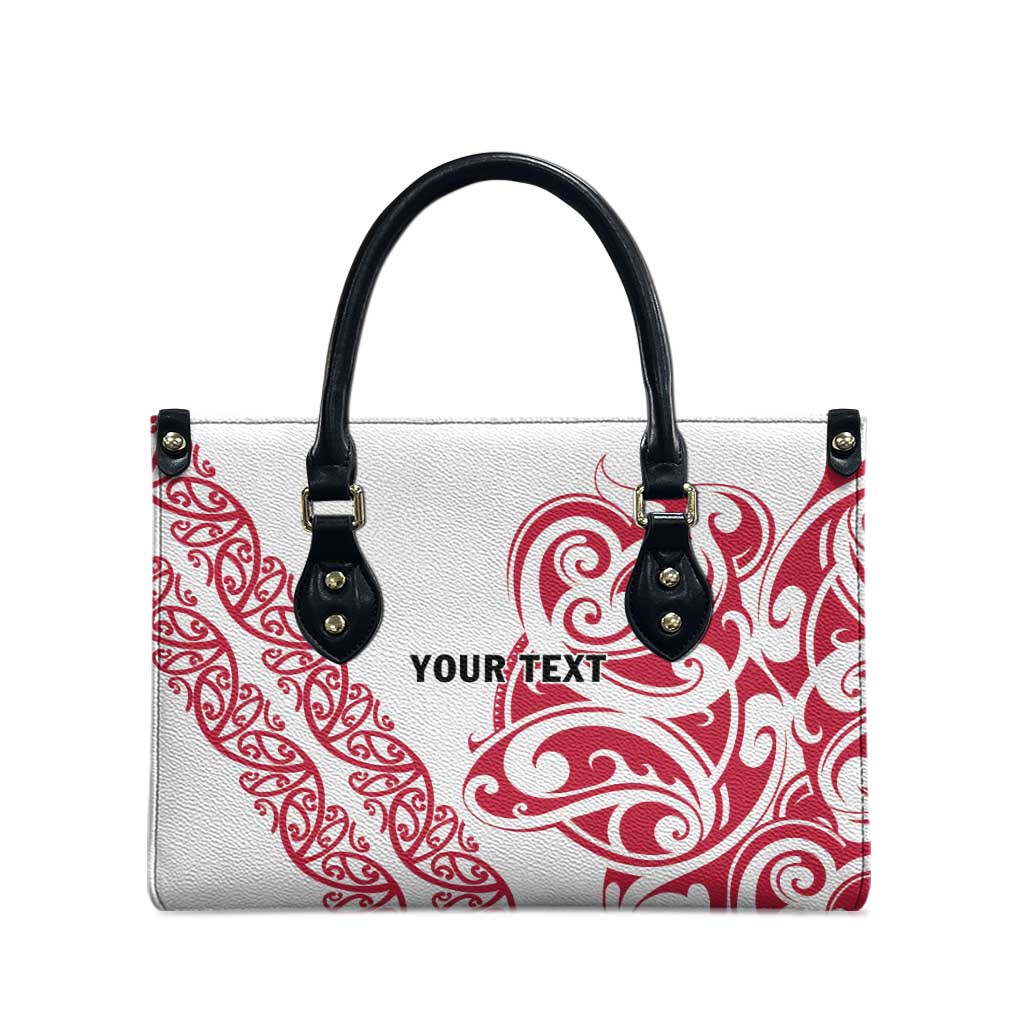 All White Maori Tribal Tattoo Personalised Leather Bag Classic Red Polynesian Style - Polynesian Pride