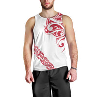 All White Maori Tribal Tattoo Personalised Men Tank Top Classic Red Polynesian Style - Polynesian Pride