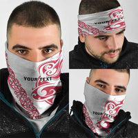 All White Maori Tribal Tattoo Personalised Neck Gaiter Classic Red Polynesian Style LT9