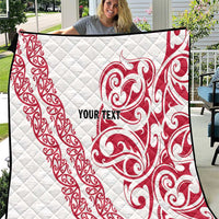 All White Maori Tribal Tattoo Personalised Quilt Classic Red Polynesian Style - Polynesian Pride