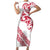 All White Maori Tribal Tattoo Personalised Short Sleeve Bodycon Dress Classic Red Polynesian Style - Polynesian Pride
