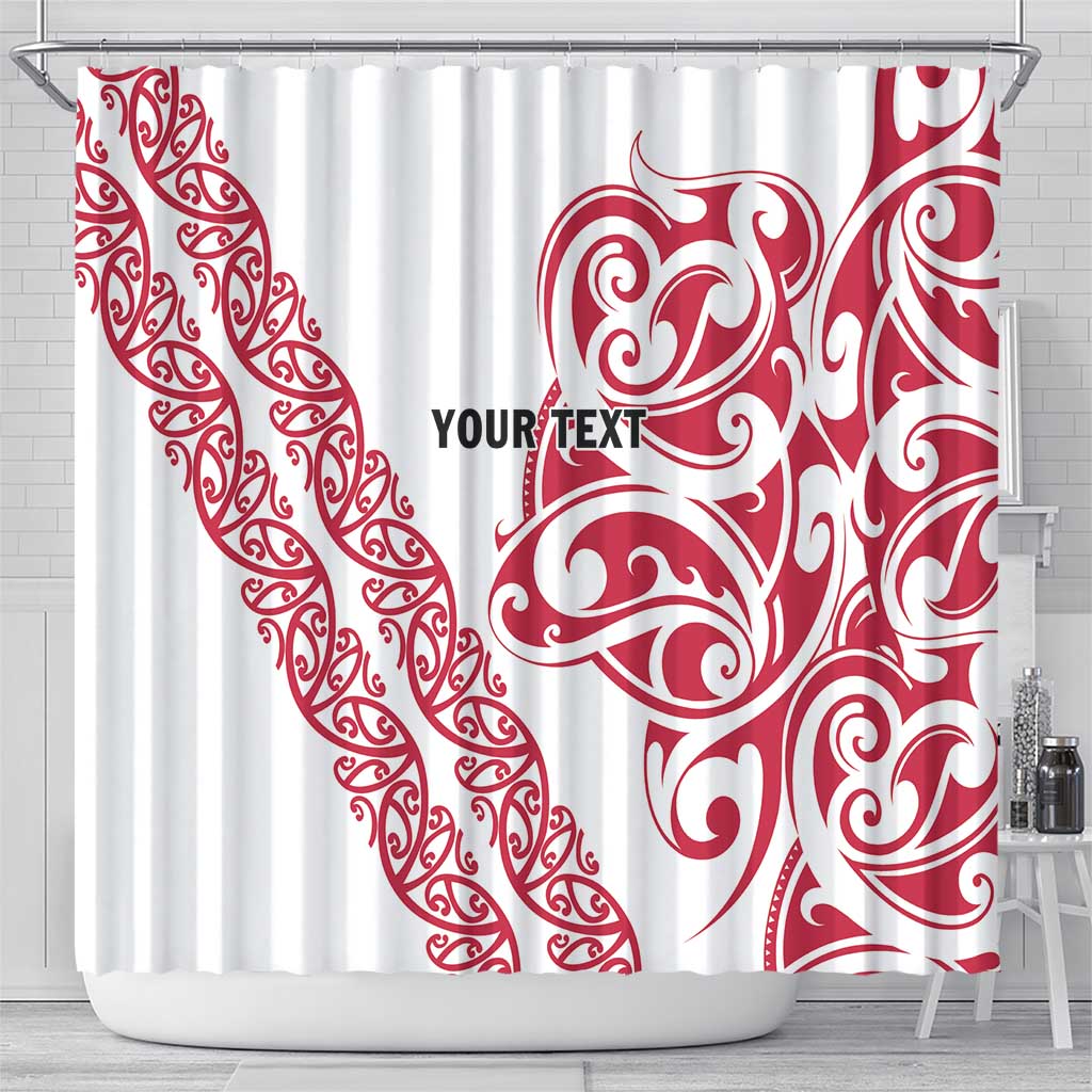 All White Maori Tribal Tattoo Personalised Shower Curtain Classic Red Polynesian Style - Polynesian Pride
