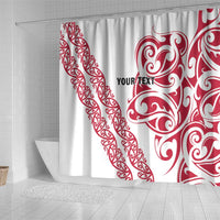 All White Maori Tribal Tattoo Personalised Shower Curtain Classic Red Polynesian Style - Polynesian Pride