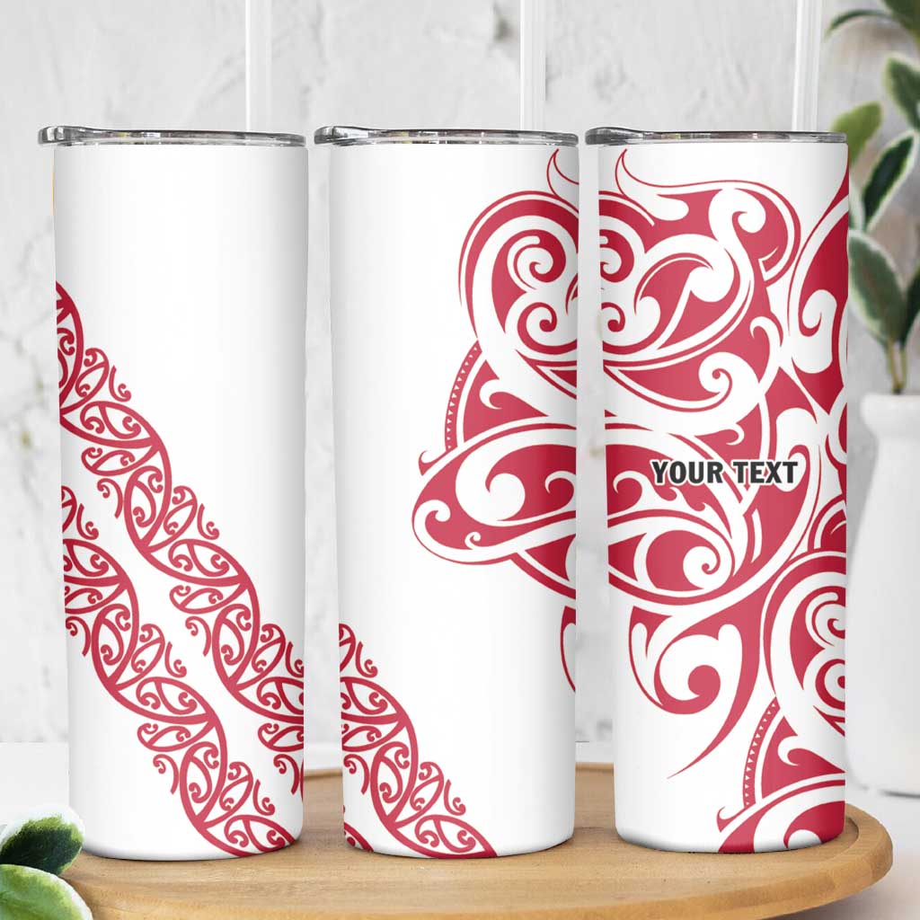 All White Maori Tribal Tattoo Personalised Skinny Tumbler Classic Red Polynesian Style - Polynesian Pride