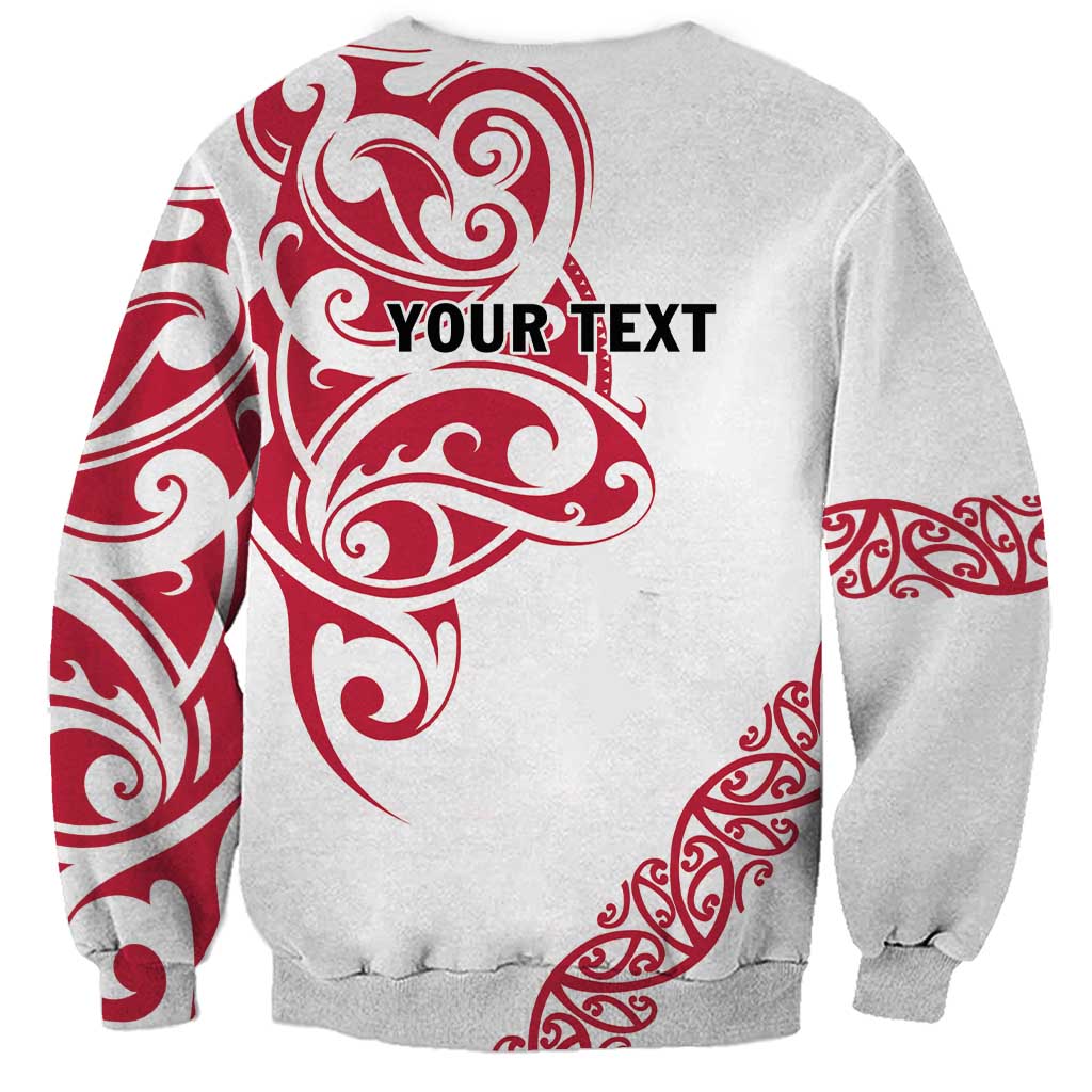All White Maori Tribal Tattoo Personalised Sweatshirt Classic Red Polynesian Style - Polynesian Pride