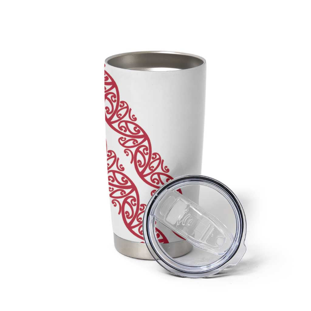 All White Maori Tribal Tattoo Personalised Tumbler Cup Classic Red Polynesian Style - Polynesian Pride
