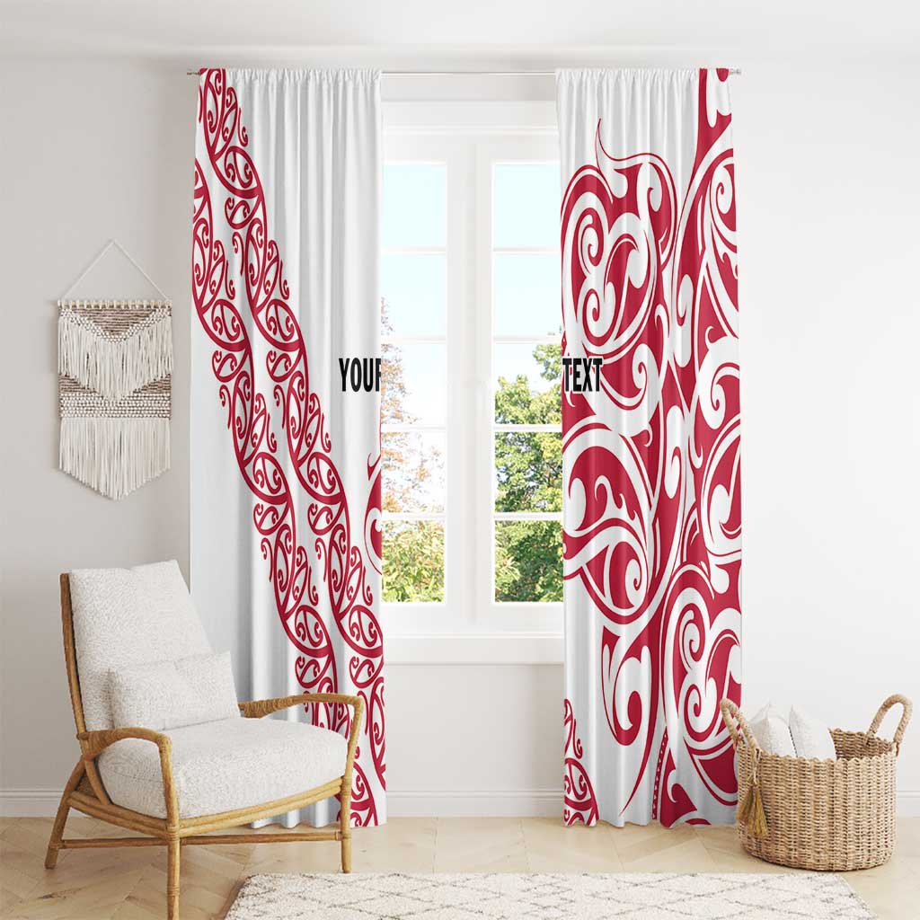 All White Maori Tribal Tattoo Personalised Window Curtain Classic Red Polynesian Style - Polynesian Pride