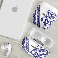 All White Maori Tribal Tattoo Personalised AirPods Case Dark Blue Polynesian Style - Polynesian Pride