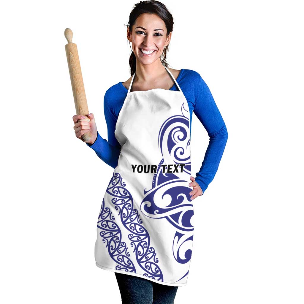 All White Maori Tribal Tattoo Personalised Apron Dark Blue Polynesian Style - Polynesian Pride