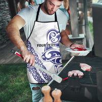 All White Maori Tribal Tattoo Personalised Apron Dark Blue Polynesian Style - Polynesian Pride