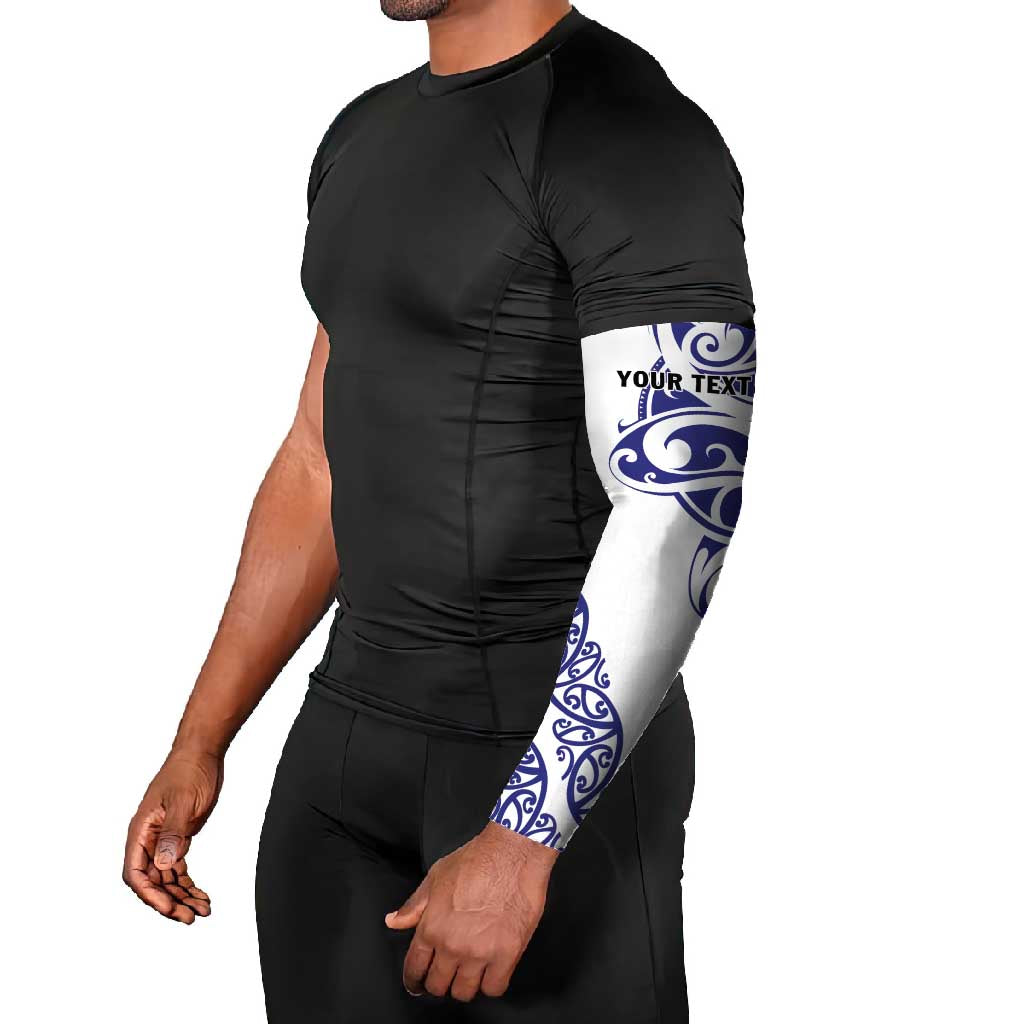 All White Maori Tribal Tattoo Personalised Arm Sleeves Dark Blue Polynesian Style - Polynesian Pride