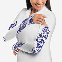 All White Maori Tribal Tattoo Personalised Arm Sleeves Dark Blue Polynesian Style - Polynesian Pride