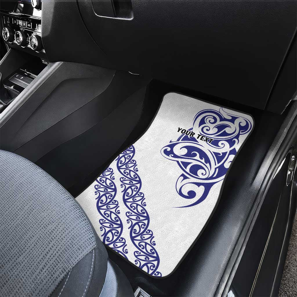 All White Maori Tribal Tattoo Personalised Car Mats Dark Blue Polynesian Style - Polynesian Pride