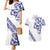 All White Maori Tribal Tattoo Personalised Couples Matching Mermaid Dress and Hawaiian Shirt Dark Blue Polynesian Style - Polynesian Pride