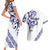 All White Maori Tribal Tattoo Personalised Couples Matching Short Sleeve Bodycon Dress and Hawaiian Shirt Dark Blue Polynesian Style - Polynesian Pride
