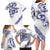 All White Maori Tribal Tattoo Personalised Family Matching Long Sleeve Bodycon Dress and Hawaiian Shirt Dark Blue Polynesian Style - Polynesian Pride