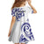 All White Maori Tribal Tattoo Personalised Family Matching Short Sleeve Bodycon Dress and Hawaiian Shirt Dark Blue Polynesian Style - Polynesian Pride