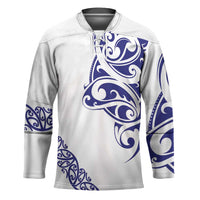 All White Maori Tribal Tattoo Personalised Hockey Jersey Dark Blue Polynesian Style - Polynesian Pride