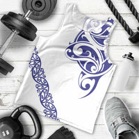 All White Maori Tribal Tattoo Personalised Men Tank Top Dark Blue Polynesian Style - Polynesian Pride