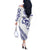 All White Maori Tribal Tattoo Personalised Off The Shoulder Long Sleeve Dress Dark Blue Polynesian Style - Polynesian Pride