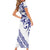 All White Maori Tribal Tattoo Personalised Short Sleeve Bodycon Dress Dark Blue Polynesian Style - Polynesian Pride