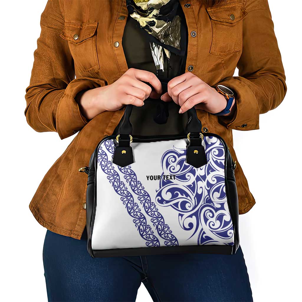 All White Maori Tribal Tattoo Personalised Shoulder Handbag Dark Blue Polynesian Style - Polynesian Pride