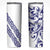 All White Maori Tribal Tattoo Personalised Skinny Tumbler Dark Blue Polynesian Style - Polynesian Pride