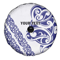 All White Maori Tribal Tattoo Personalised Spare Tire Cover Dark Blue Polynesian Style - Polynesian Pride