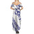 All White Maori Tribal Tattoo Personalised Summer Maxi Dress Dark Blue Polynesian Style - Polynesian Pride
