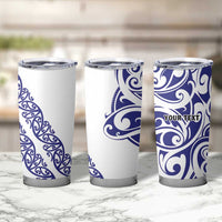 All White Maori Tribal Tattoo Personalised Tumbler Cup Dark Blue Polynesian Style - Polynesian Pride