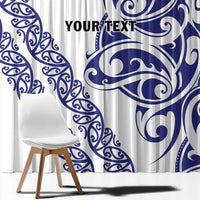 All White Maori Tribal Tattoo Personalised Window Curtain Dark Blue Polynesian Style - Polynesian Pride