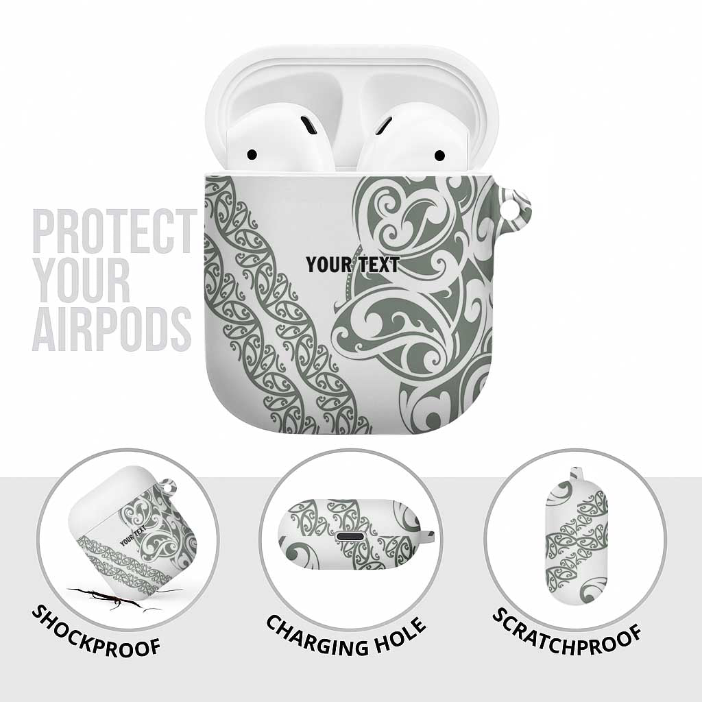 All White Maori Tribal Tattoo Personalised AirPods Case Moss Green Polynesian Style - Polynesian Pride
