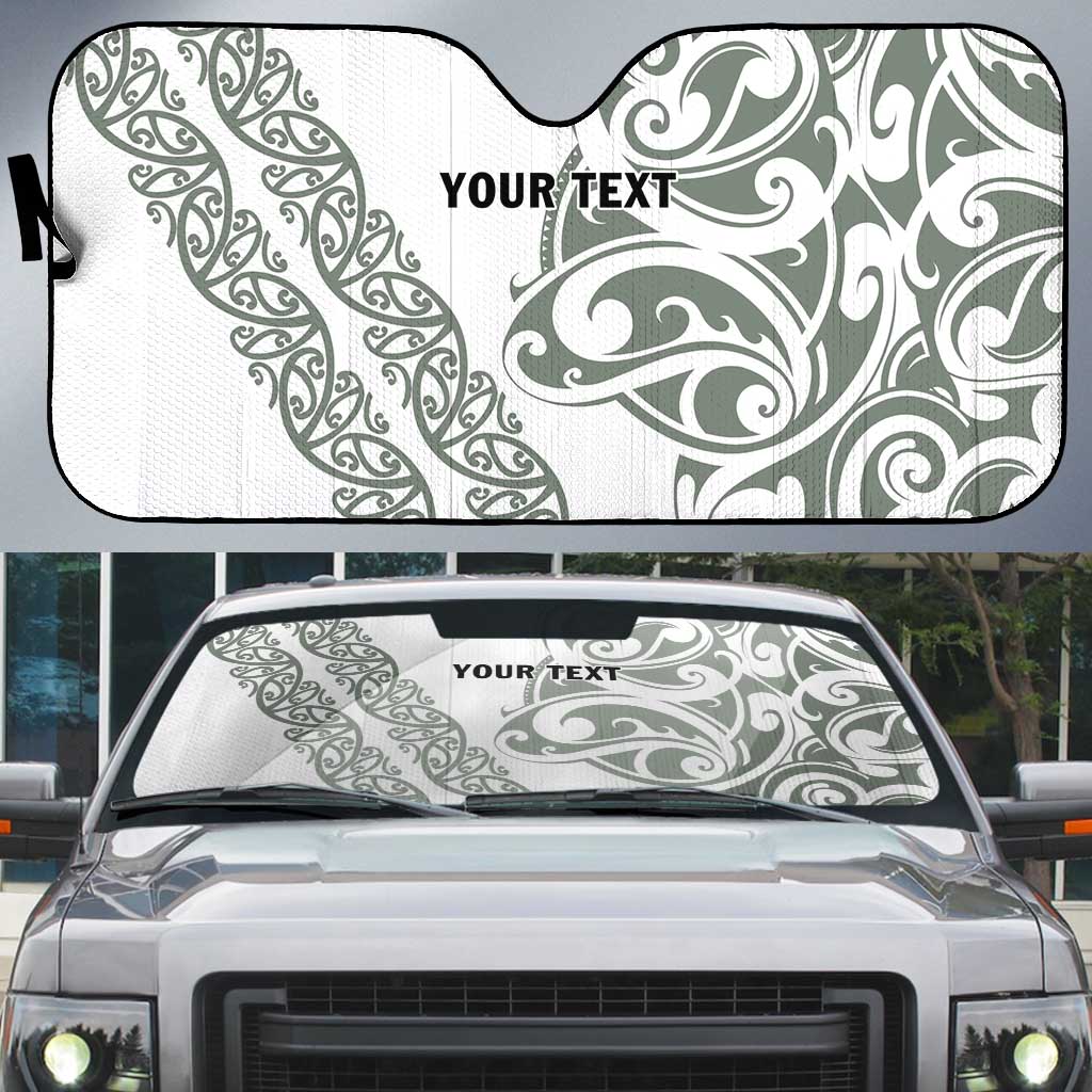 All White Maori Tribal Tattoo Personalised Auto Sun Shade Moss Green Polynesian Style - Polynesian Pride