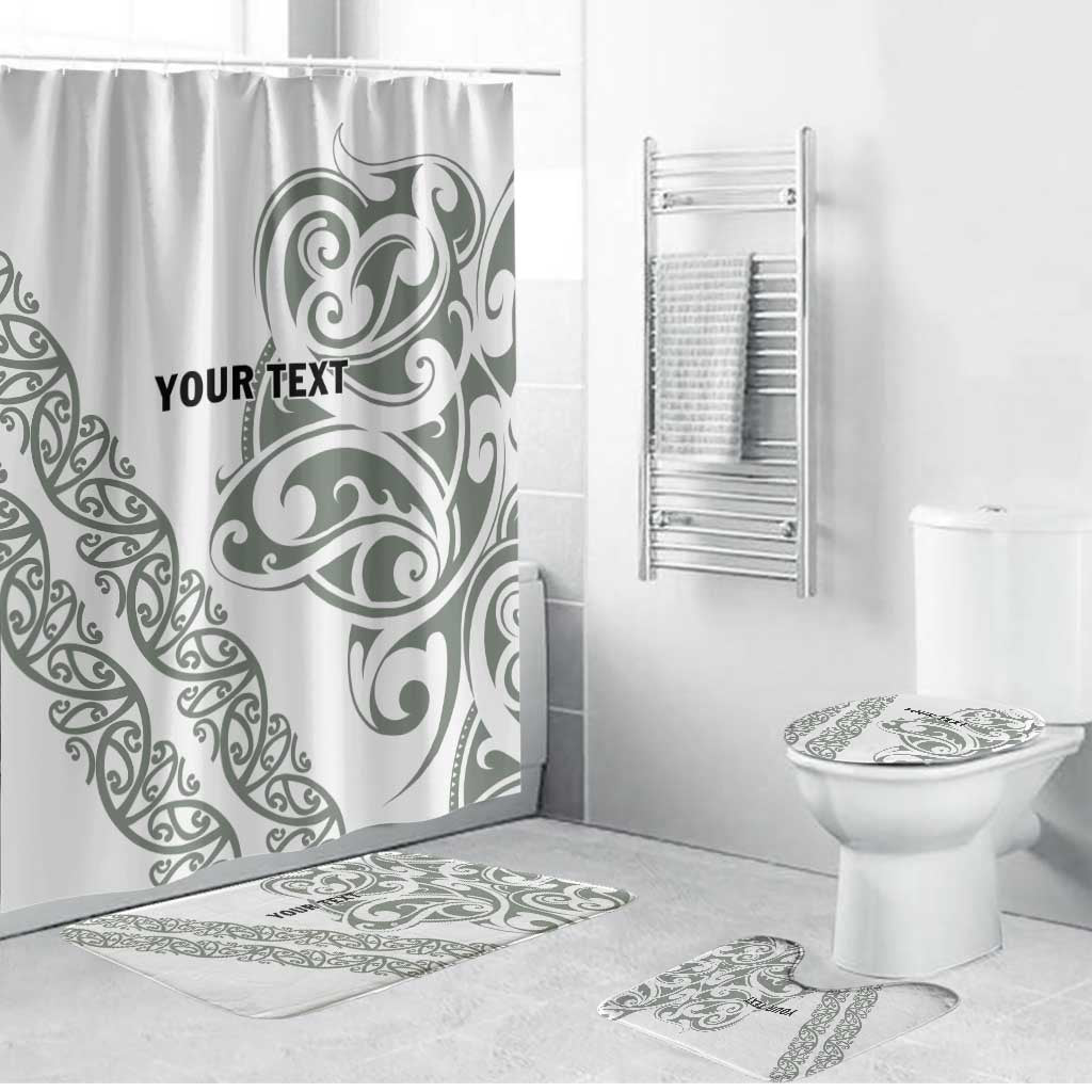All White Maori Tribal Tattoo Personalised Bathroom Set Moss Green Polynesian Style - Polynesian Pride
