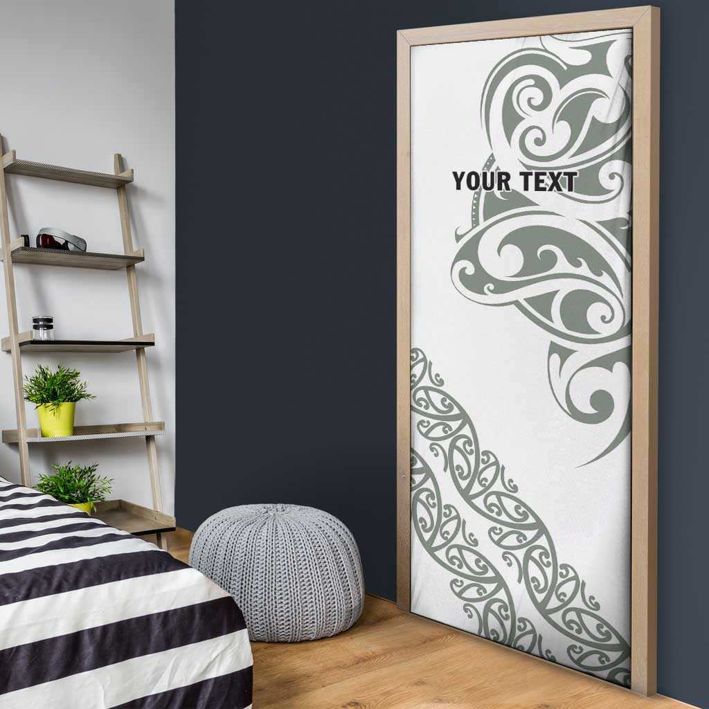 All White Maori Tribal Tattoo Personalised Door Cover Moss Green Polynesian Style - Polynesian Pride