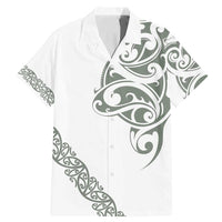 All White Maori Tribal Tattoo Personalised Family Matching Mermaid Dress and Hawaiian Shirt Moss Green Polynesian Style - Polynesian Pride