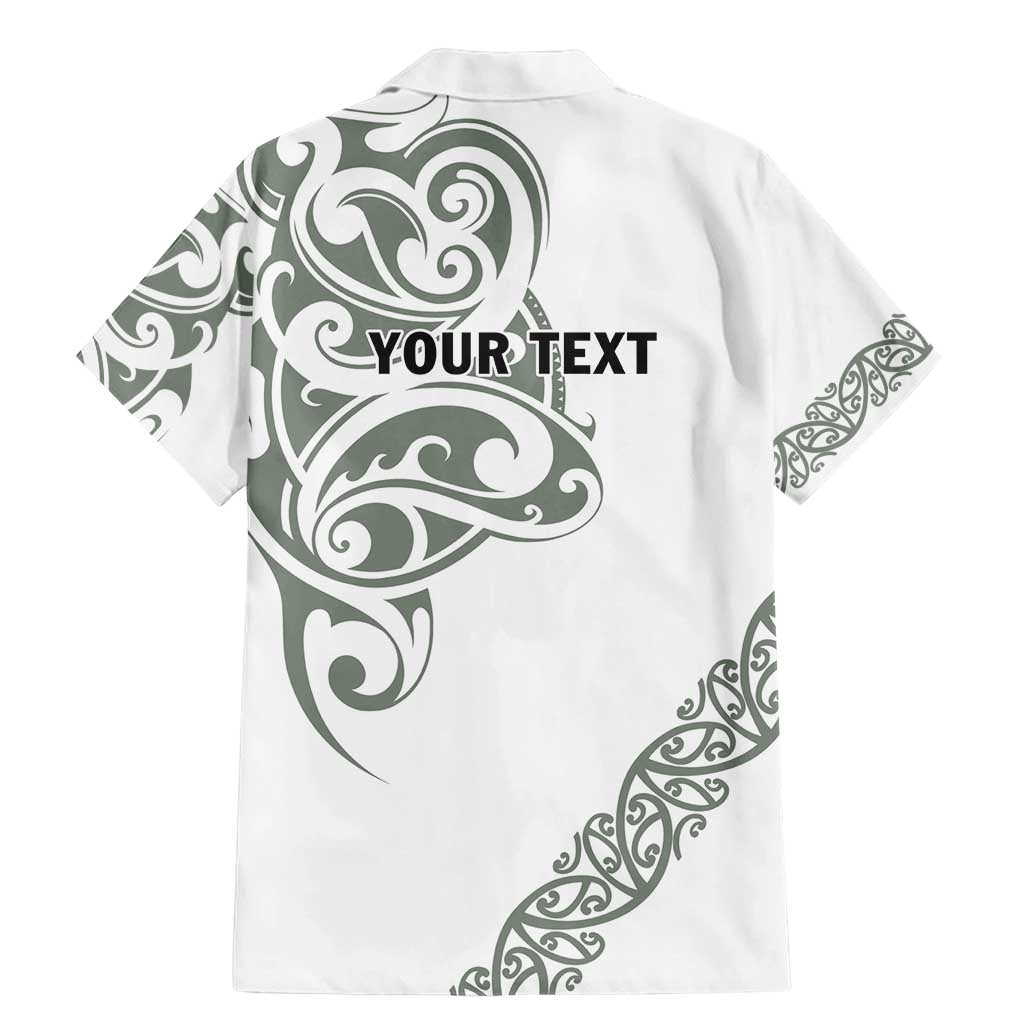 All White Maori Tribal Tattoo Personalised Family Matching Mermaid Dress and Hawaiian Shirt Moss Green Polynesian Style - Polynesian Pride