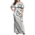 All White Maori Tribal Tattoo Personalised Family Matching Off Shoulder Maxi Dress and Hawaiian Shirt Moss Green Polynesian Style - Polynesian Pride