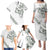 All White Maori Tribal Tattoo Personalised Family Matching Puletasi and Hawaiian Shirt Moss Green Polynesian Style - Polynesian Pride