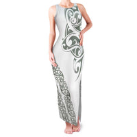 All White Maori Tribal Tattoo Personalised Family Matching Tank Maxi Dress and Hawaiian Shirt Moss Green Polynesian Style - Polynesian Pride