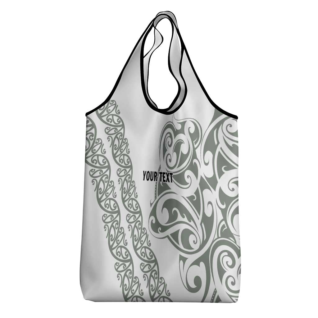 All White Maori Tribal Tattoo Personalised Grocery Bag Moss Green Polynesian Style - Polynesian Pride