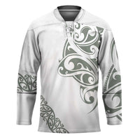 All White Maori Tribal Tattoo Personalised Hockey Jersey Moss Green Polynesian Style - Polynesian Pride